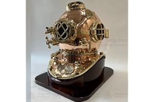 SIAN Mark V US Navy Full Size Copper and Brass Diving Helmet Exclusive Collection with Stand Divers Helmet