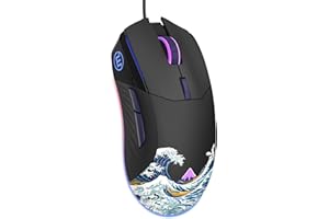 Costom G705 USB Wired Gaming Mouse for PC Computer Windows Mac Laptop, Lightweight Silent RGB Backlit Mouse with Adjustable 1