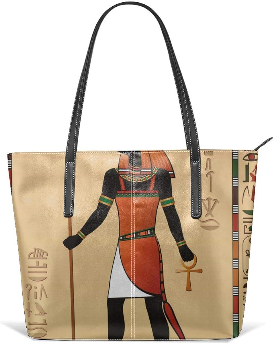 Vintage Egypt Ethnic Pattern Women Tote Bags Top Handle Handbags PU
