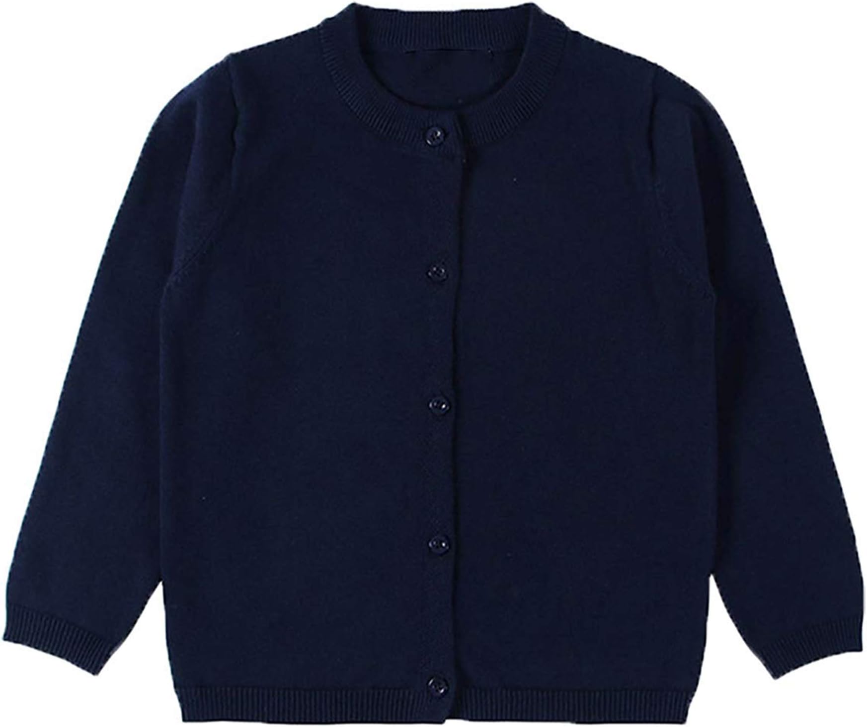 Baby Girls Cotton Cardigan Long Sleeve Kid Button Sweater Girl Crew Neck Cardigans Uniform Sweater