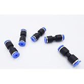 IVLPHA Push to Connect Fitting 1/8" Tube OD, Straight Union | Pneumatic Air Water Two Way Connector/Coupler (Pack of 5)