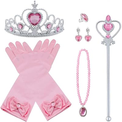 Vicloon Elsa Dress Up Accessories Set of 9 Pink Princess Costume Kit