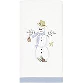 Avanti Linens - Hand Towel, Soft Cotton Velour, Embroidered, Festive Home Decor (Coastal Snowman Collection)