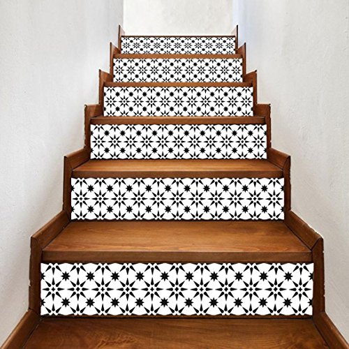 Sunshinehomely Stair Decals, Staircase Stair Riser Floor Sticker DIY Tile Decals Star Home Decor Staircase Decal Stair Mural Decals 6Pcs