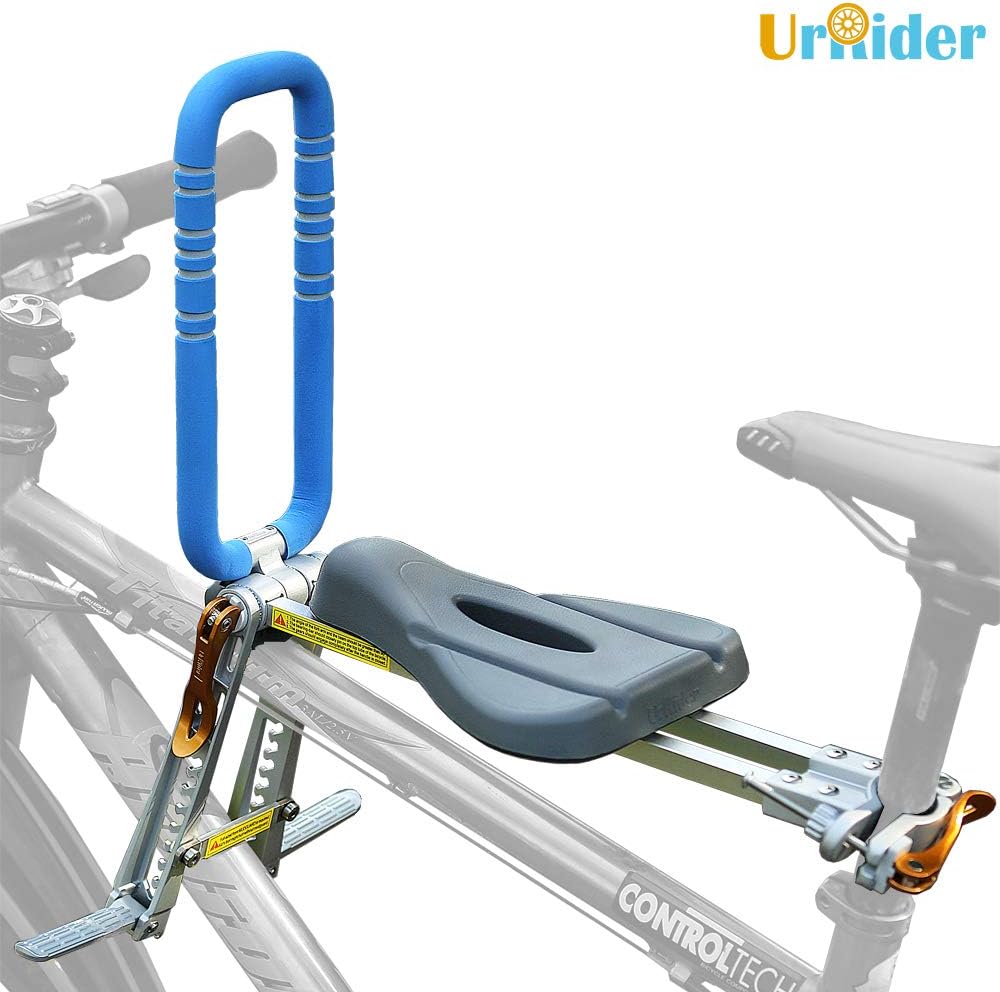 UrRider Child Bike Seat, Front-Mount Child Bike Seat for Toddlers,Foldable & Ultralight Baby Kids' Bicycle Carrier Handrail for Mountain/Hybrid/Fitness Bikes
