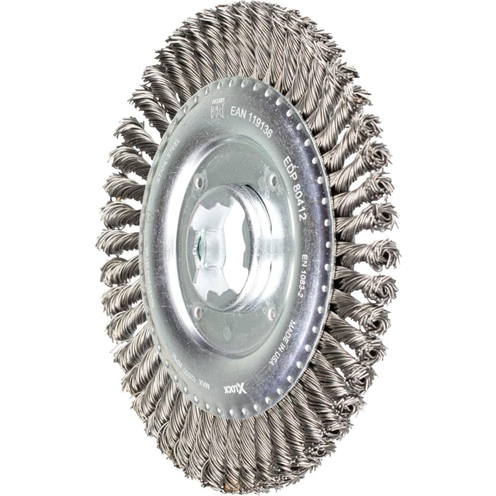 PFERD Pipe, Round Brush, 125 x 6 mm, Knotted, 0.50 mm Steel Wire, X-Lock (22.23 mm), 43302521 - for Quick and Comfortable Tool Changes