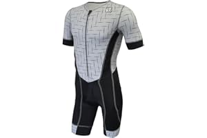 De Soto Men’s Forza Flisuit Sleeved Triathlon Trisuit, 4mm Pad, Easy Bathroom Relief Fli, Aero Fit, Pockets, UVB Cooling