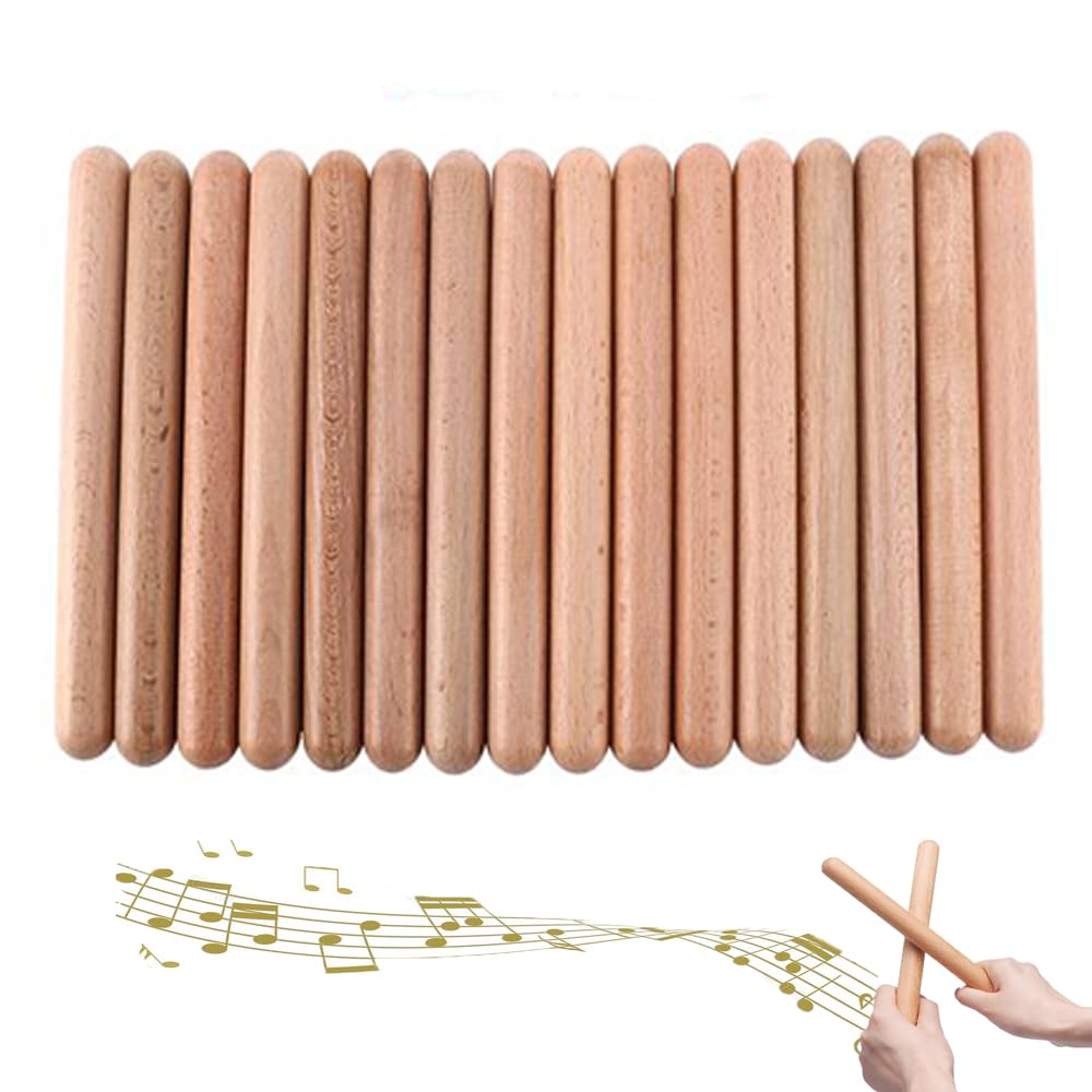 Smallterm 8 Pairs Rhythm Sticks Percussion Instrument Classical Wood Claves Musical Percussion Instrument Natural Hardwood Rhythm Sticks Percussion Rhythm Sticks Musical