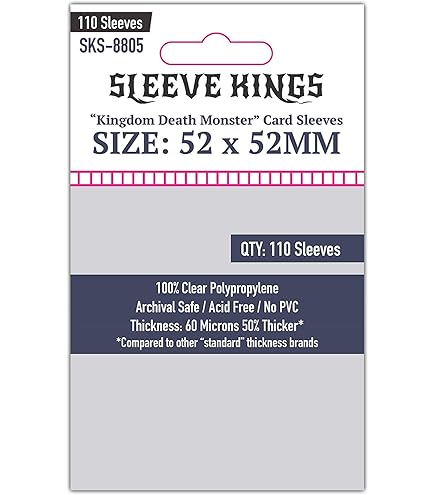 Amazon.com: Sleeve Kings Kingdom Death Monster Card Sleeves 52 X 52 mm  (10x110 Pack, 1100 Sleeves) : Toys & Games