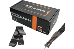 EZTAT2 EZ Tattoo Clip Cord Covers - 100 Pcs for Tattoo Machine, Black Sleeves for Equipment Supply and Wrap