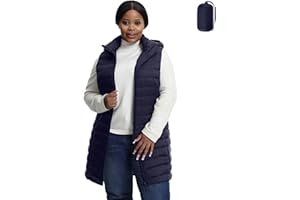 HHE Plus Size Women's Packable Puffer Vest 1X-6X Water-Resistant Quilted Puffy Vest (Exclusively for Plus Size)