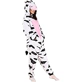 Gowkou Unisex Adult Onesie Animal Pajamas, Flannel Cosplay Halloween Costume Animal Sleepwear Jumpsuit for Women Men