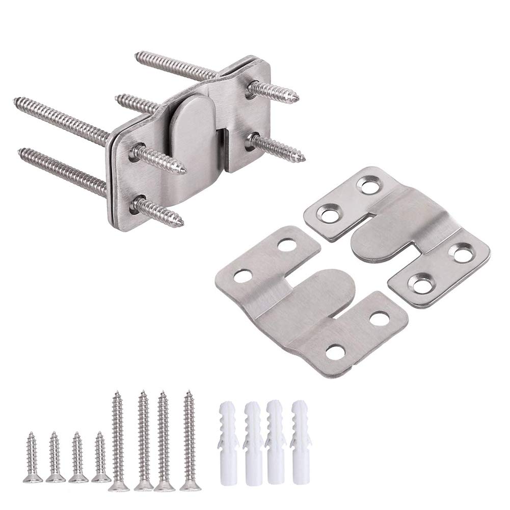 Furniture Flush Mount Bracket- Headboard Wall mount Hardware- Large Picture Hangers- Heavy Duty photo Frame Hook- Stainless Steel Interlocking Z Clips for Large Picture Display Art Gallery (2 Sets )
