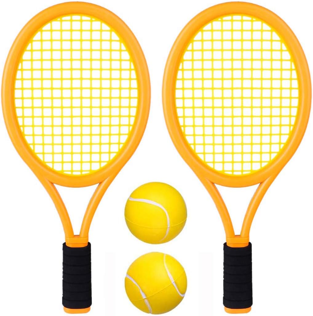 Kids Tennis Racket Set with Ball, Plastic Tennis Racquet Toys for Toddler or Child (Age 3-5) Outdoor Sports, Packaging with Shoulder Strap : Sports & Outdoors