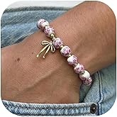 72ore Blue Bracelet Beaded Bracelets for Women Gold Bow Charm Bracelets for Women Flower Vintage Bracelet Pink Jewelry for Gifts