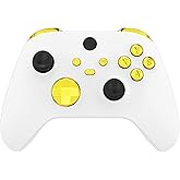 eXtremeRate Replacement Buttons for Xbox Core Wireless Controller, Chrome Gold Glossy Custom LB RB LT RT Bumpers Trigers Dpad ABXY Start Back Sync Share Keys Parts for Xbox Series X & S Controller