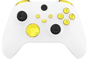 eXtremeRate Replacement Buttons for Xbox Core Wireless Controller, Chrome Gold Glossy Custom LB RB LT RT Bumpers Trigers Dpad ABXY Start Back Sync Share Keys Parts for Xbox Series X & S Controller