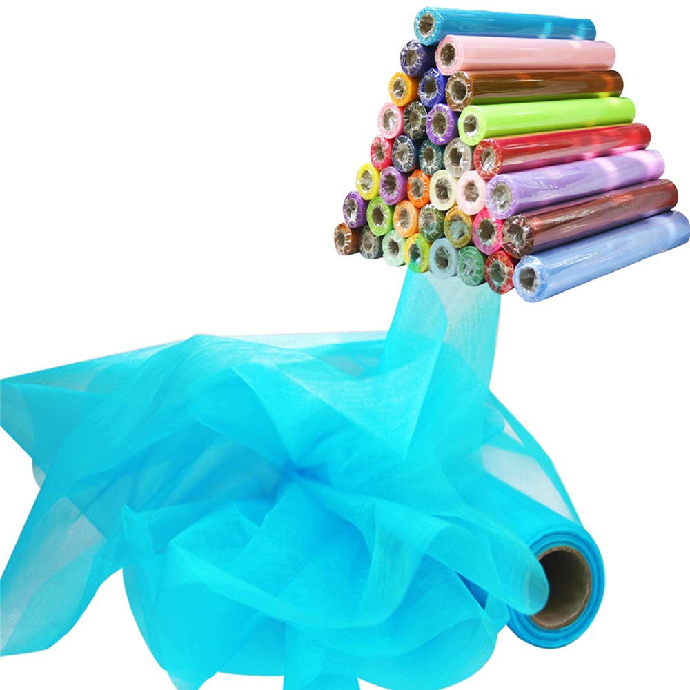 Time to Sparkle 26M x 29cm Sheer Organza Roll Sash Fabric Table Runner Sashes Chair Cover Bows Swags Wedding Party - Aquamarine