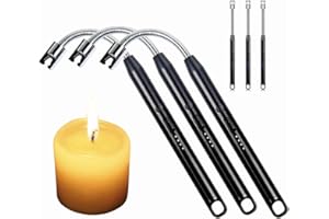 PRELIFE MEMORY 3 Pack Candle Lighter,Arc Lighter with USB Charging,Flameless Windproof,LED Battery Display,Safety Switch,Rotate 360 Degrees,for Aromatherapy,Candles,BBQ,Camping. (Black)