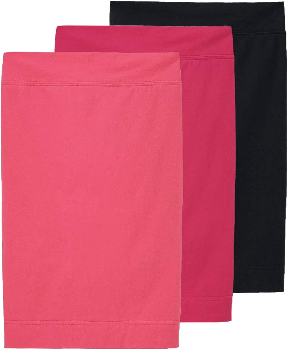 KIDPIK 3-Pack Pencil Skirts - Knee Length Skirt for Girls 4 Years & Up - Black, Rose, Pink Colors to Choose from -: Clothing