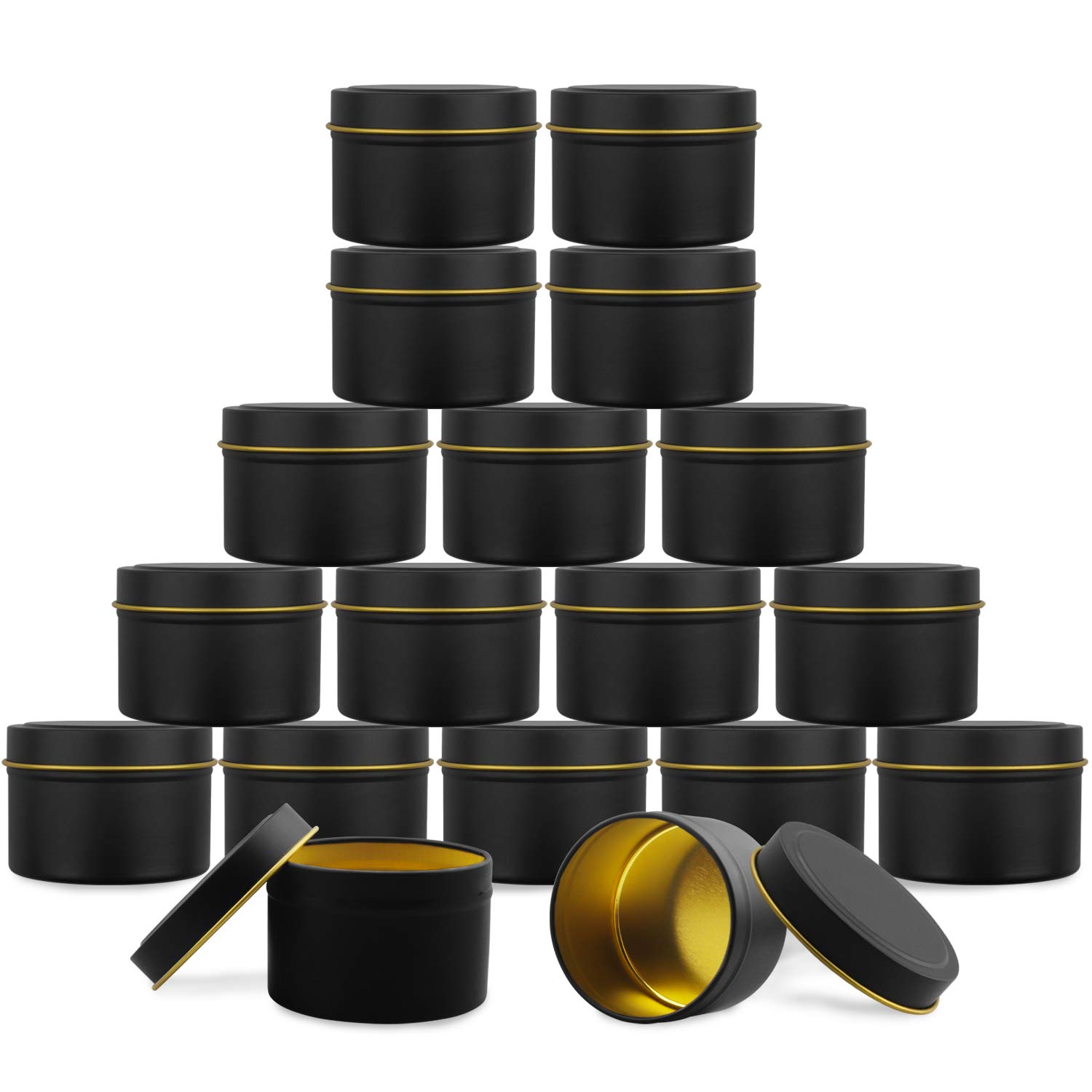 Candle Tins Metal Tins,15 Pieces 4 oz Metal Tins Candle Jars Candle Containers Candle Tins Empty Candle Jars for Making Candles, Arts & Crafts, Dry Storage, Party Favors and More (Black)