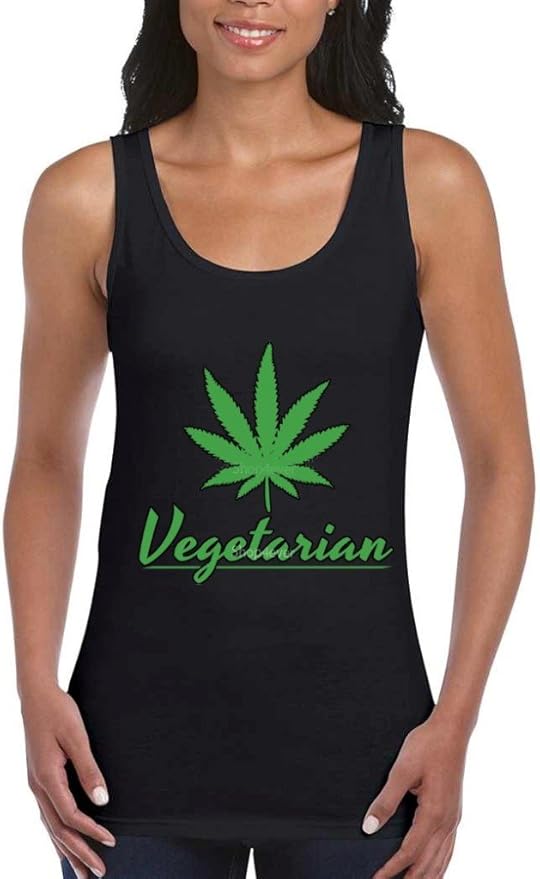Shop4Ever Vegetarian Marijuana Leaf Women's Tank Top Weed Smoker Tank Tops 2XL Black WS 17714