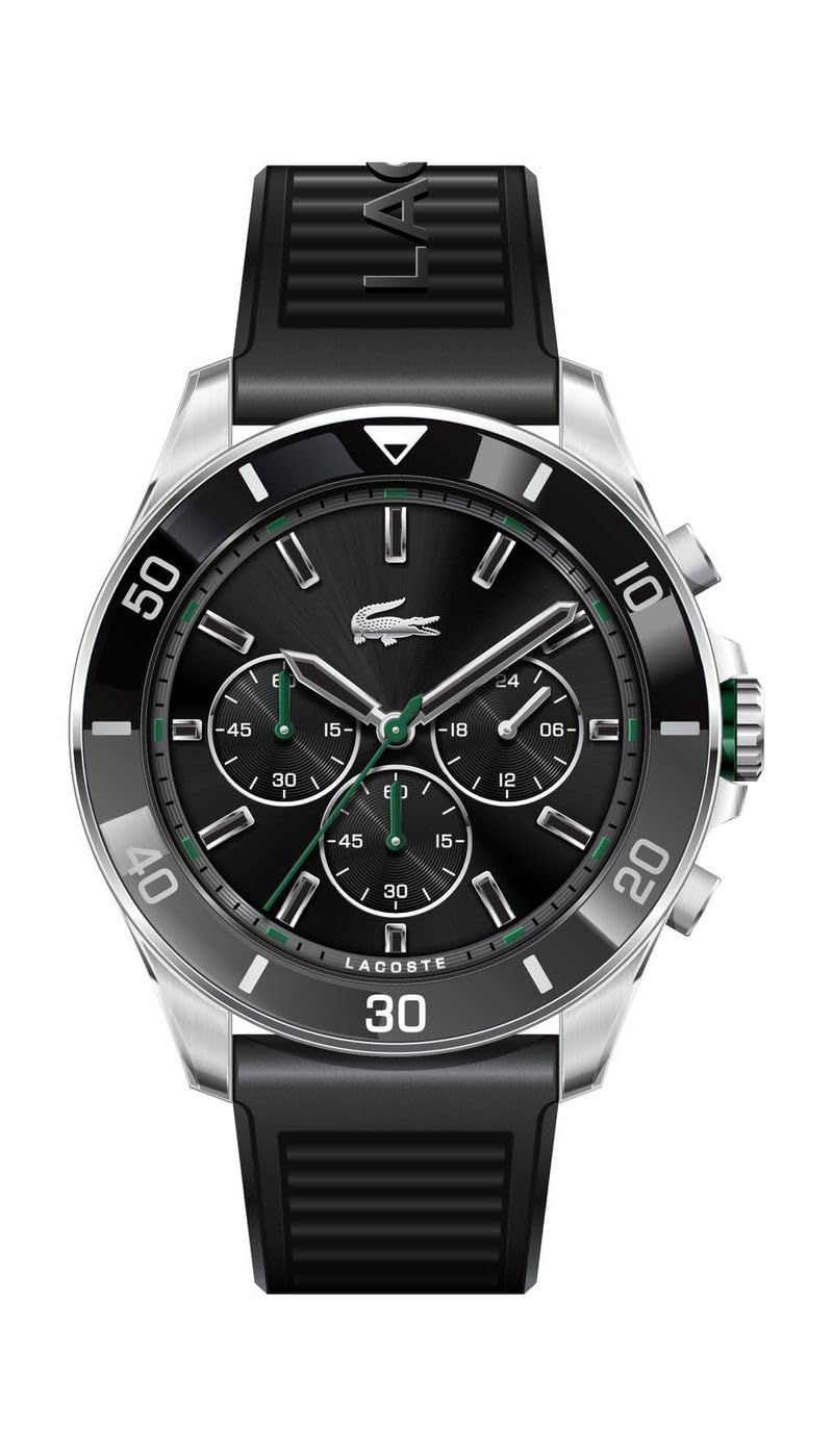 Lacoste Chronograph Quartz Watch for Men TIEBREAKER Collection with Black Silicone Bracelet - 2011152