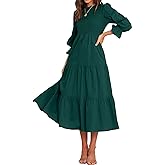 BTFBM Women Casual Long Sleeve Crew Neck Fall Dress Bohemian Relaxed Fit Floral Flowy Maxi Dresses Tiered Cocktail Dress