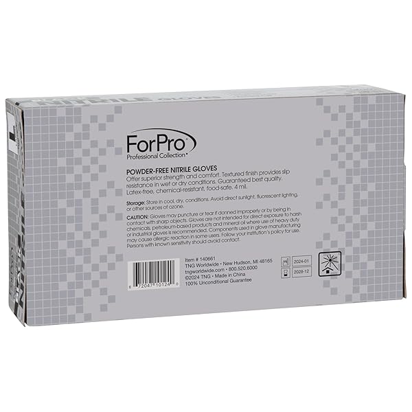 FORPRO PROFESSIONAL COLLECTION DISPOSABLE NITRILE GLOVES, CHEMICAL RESISTANT, POWDER-FREE, LATEX-FREE, NON-STERILE, FOOD SAFE, 4 MIL, BLACK, X-LARGE, 100-COUNT