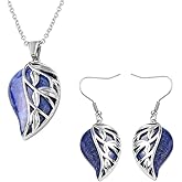 Costume Jewelry Set Leaf Floral Earrings for Womens - Necklaces Stainless Steel Size 20 Inches - Flower Statement Jewelry - Engagement, Wedding, Anniversary - Birthday Christmas Gifts for Women