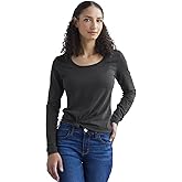 Fair Indigo Women's Organic Pima Cotton Long Sleeve Scoop Neck Tee