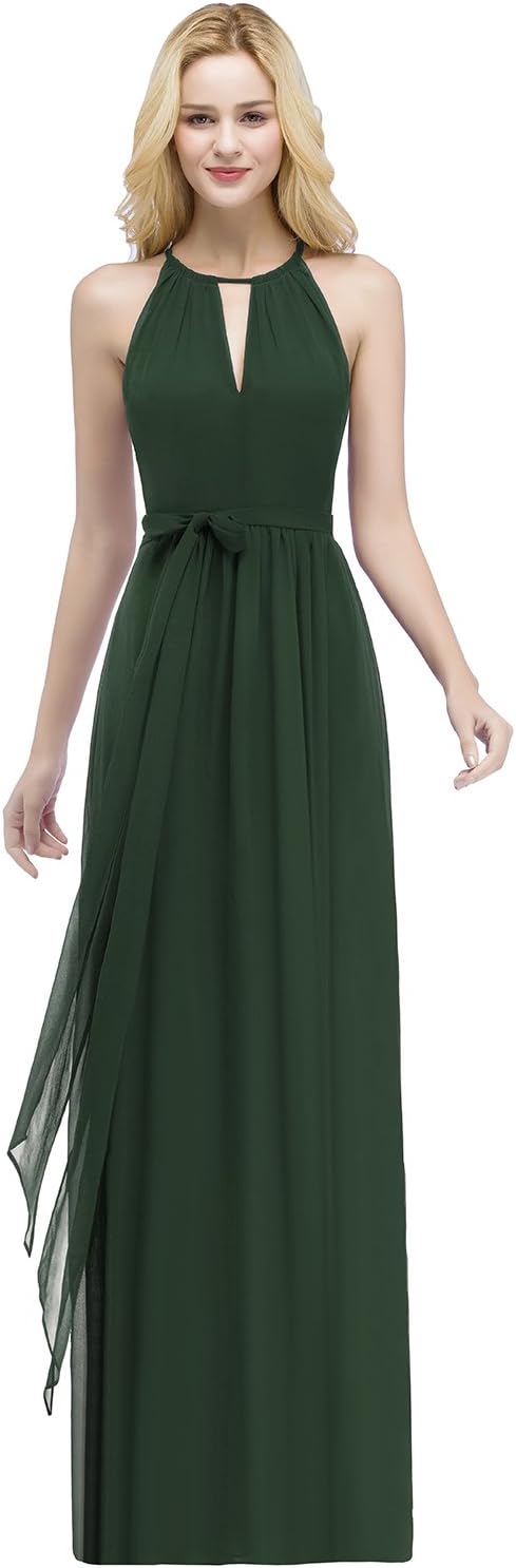 Babyonlinedress Open Front Hlater Neck Slimming Chiffon Maxi Formal Dresses