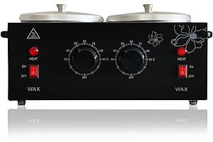 FHATSJ Black Double Pots Wax Warmer Professional Melted Wax Beads for Hair Removal,Fast Electric Wax Heater with Adjustable Temperature Set for Women (Black-Double Pots)