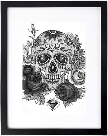 Mesllings Marco De Fotos De Madera Maciza Con Diseno De Calavera En Blanco Y Negro 30 5 X 40 6 Cm Amazon Es Hogar