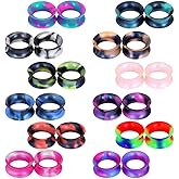 Stuppendux 24PCS Silicone Flexible Ear Tunnels Gauges Plugs Stretchers Expander Double Flared Flesh Tunnels Ear Piercing Jewelry