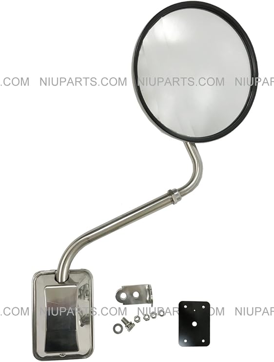 Hood Mirror 8" Stainless with Arm (Fit Freightliner
