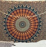 Tapestry wall hanging Twin Hippie Mandala Bohemian wall tapestry Psychedelic Indian Bedspread Magical Thinking Tapestry 84x54 Inches,(215x140cms)