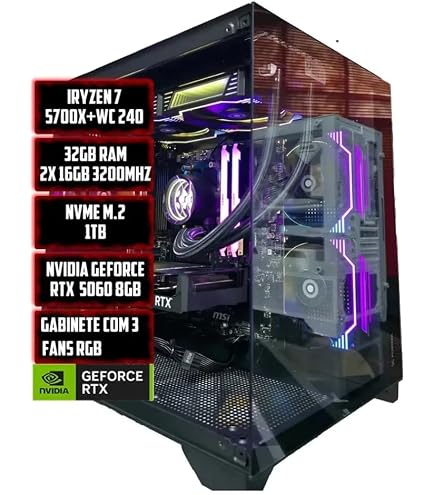 PC Gamer Ryzen 7 5700x, RTX 4060ti, 32gb ram, 1tb NVMe | Amazon.com.br