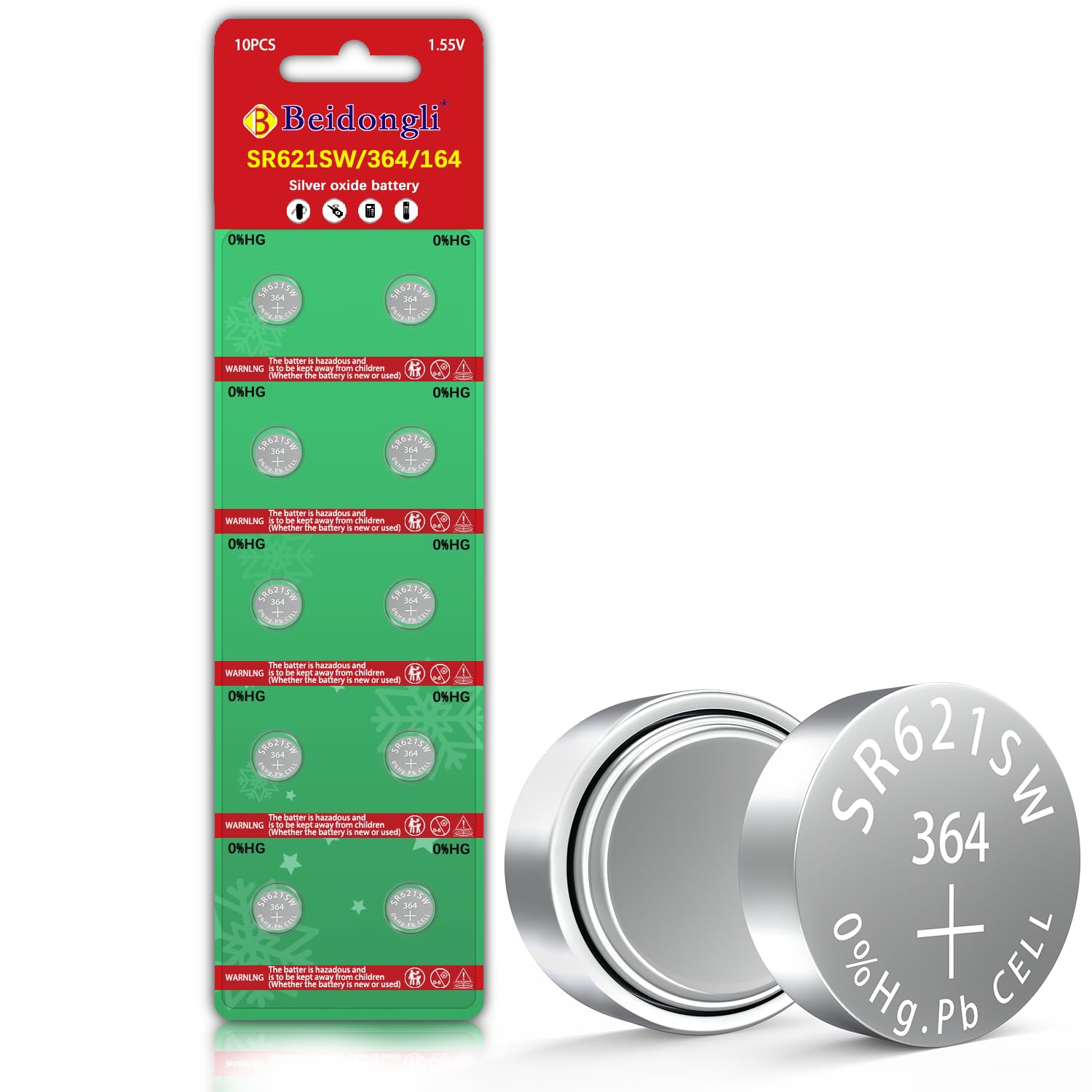 SR621SW Battery 364 621 for Watch Battery 1.5V Button Cell Pack of 10【3-Year Warranty】