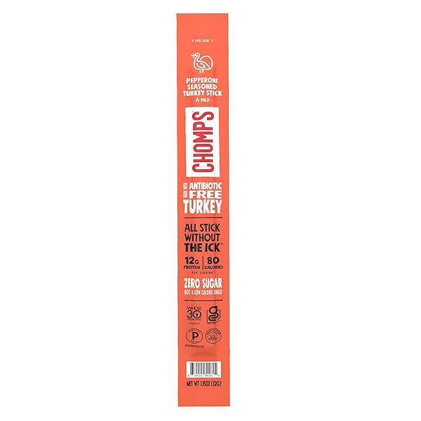CHOMPS PEPPERONI TURKEY JERKY STICK, 1.15 OZ
