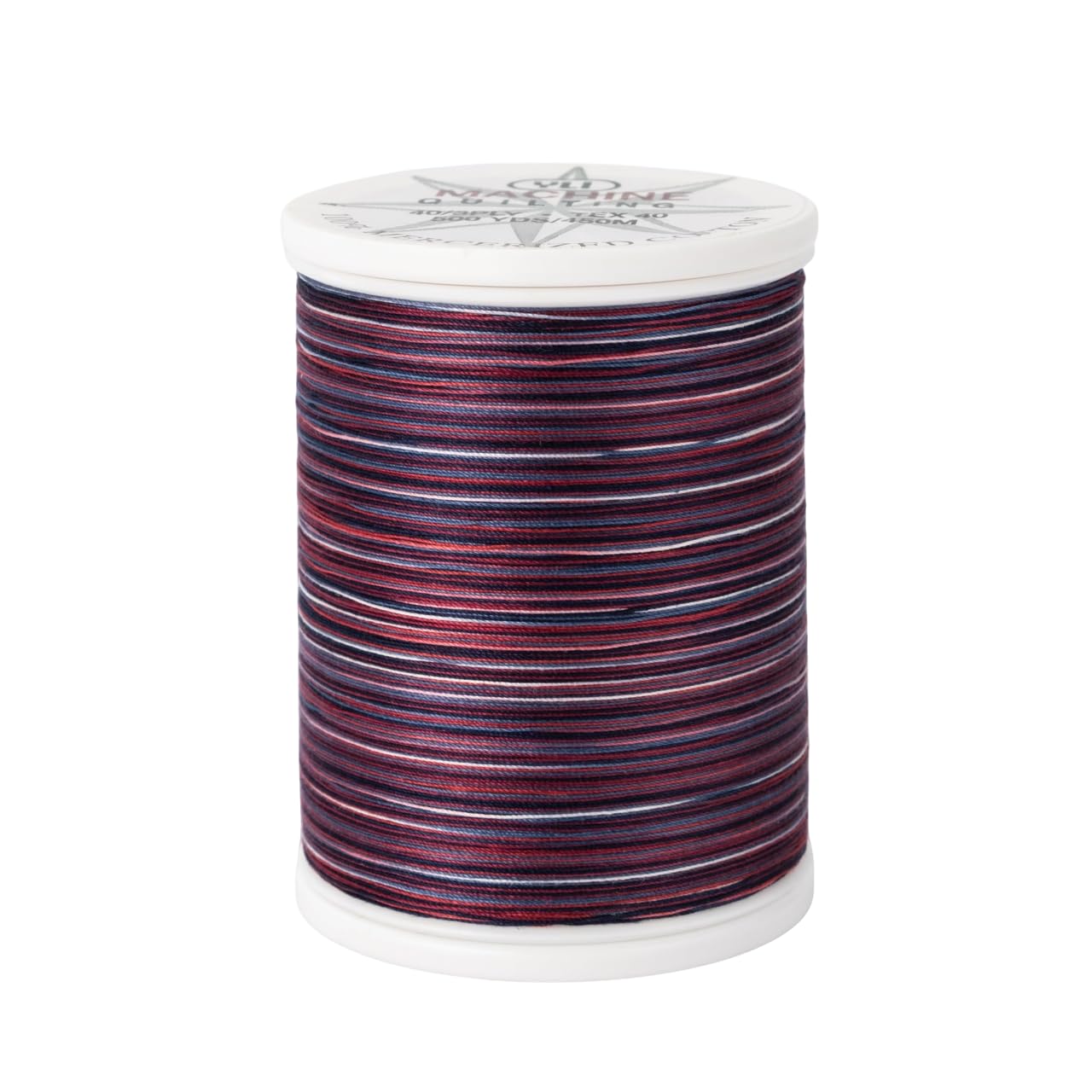 YLI 24450-01V 3-Ply 40wt T-40 Cotton Quilting Variegated Thread, 500 yd, Red/White/Blue by YLI