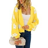 SECRETEYARD Women's Floral Printed Cropped Cardigan Open Front Y2k Knit Sweater Tops