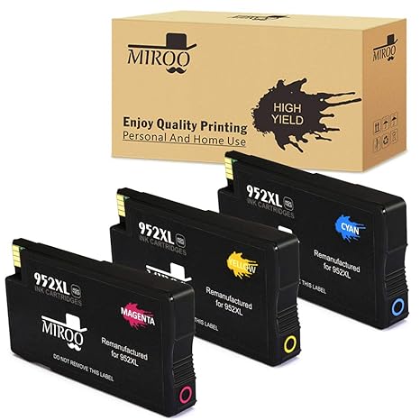 Miroo Compatible Replacement Hp 952 952xl Ink Cartridge 1 Cyan 1 Magenta 1 Yellow Tricolor Use On Hp Officejet Pro 7740 8710 8720 8740 8715 8725 - 