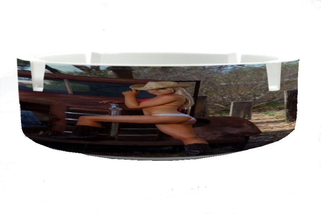 Ashtray Sexy Girl Cowgirl Vintage Printed