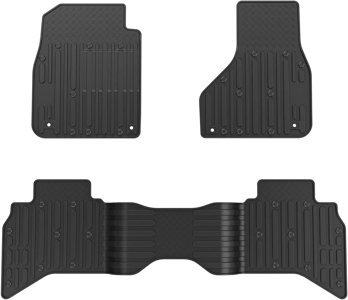 OsoTorero Floor Mats for 2013-2017 Dodge Ram 1500 2500 3500 Crew Cab, Unique Black TPE All-Weather Guard Includes 1st and 2nd Row: Front, Rear, Full Set Liners
