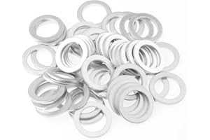 HELIFOUNER 50 Pieces M14x20x1.5mm Automotive Drain Plug Gaskets, Oil Crush Washers, Aluminum Flat Washers, Inner Diameter 14mm, Outer Diameter 20mm, Thickness 1.5mm