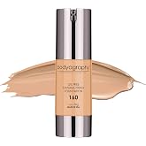 Bodyography Natural Finish Foundation (Medium/Neutral #160) | Oil-Free, Anti-Aging Salon Foundation with Vitamin E &amp; C | Photo-Ready, Skin-Perfecting Coverage | Vegan, Gluten-Free, Paraben-Free
