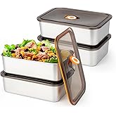 fecoqi 4 Pack(57oz) Stainless Steel Food Storage Containers with Lids Leak Proof & Airtight | Stackable Stainless Steel Containers for Meal Prep、Snack、Fruit,Freezer & Dishwasher Safe