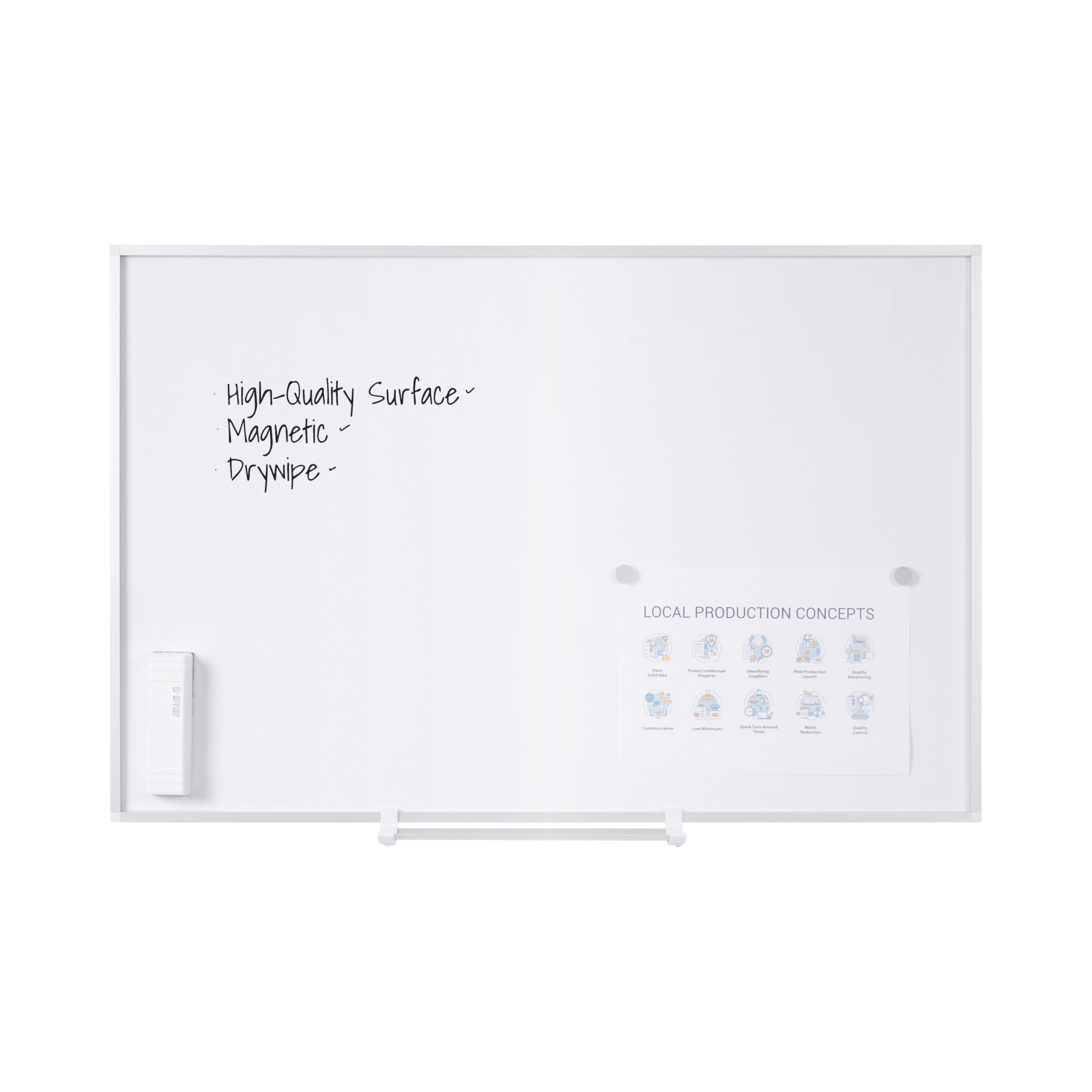 Bi-Office New Generation Whiteboard Lacquered Steel, 60 x 45 cm, White Surface, Aluminium Frame