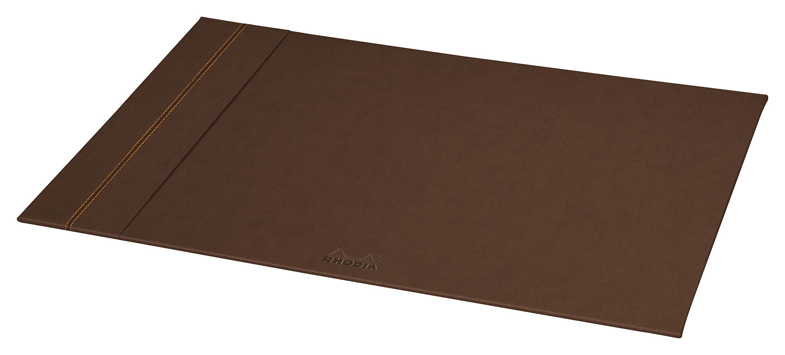 RHODIA 194477C - Bronze Rigid Desk Pad - 60x40 cm - Orange Saddle Stitching - Faux Leather Exterior - Home Office Collection Rhodiarama - Office Organization & Designer Storage
